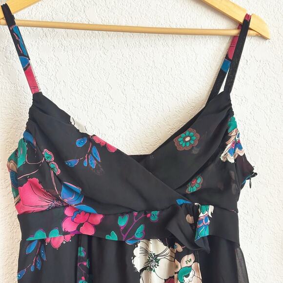 Bandolino Y2K Babydoll Top 8 Chiffon Asymmetrical Grunge Fairy Floral Whimsygoth - Picture 2 of 8